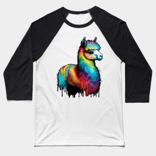 Alpaca Llama Rainbow Colordrops Baseball T-Shirt